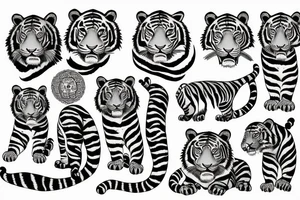 cute sleeping tiger tattoo idea