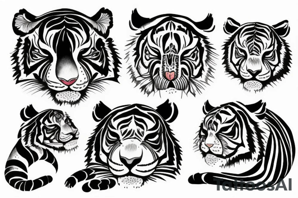 cute sleeping tiger tattoo idea