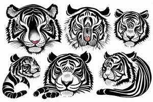 cute sleeping tiger tattoo idea