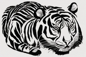 cute sleeping tiger tattoo idea