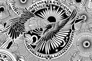 Filipino eagle, three stars and a sun, sampagita flowers tattoo idea