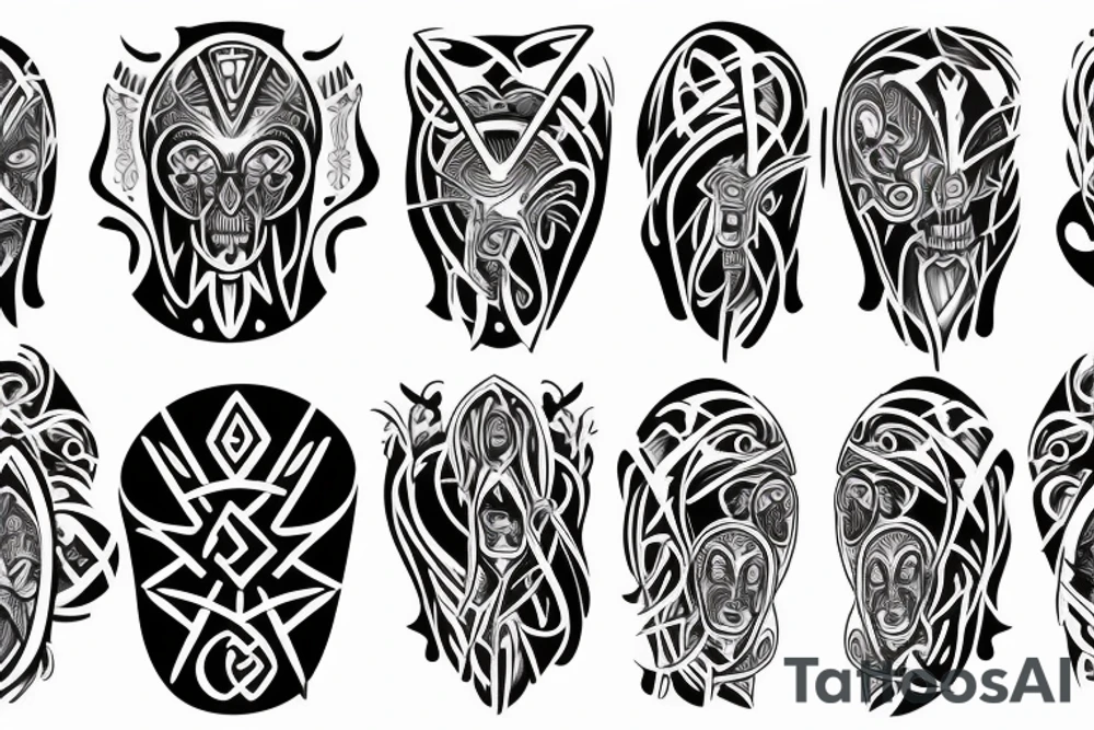 runic mark of the faceless killer on the back tattoo idea