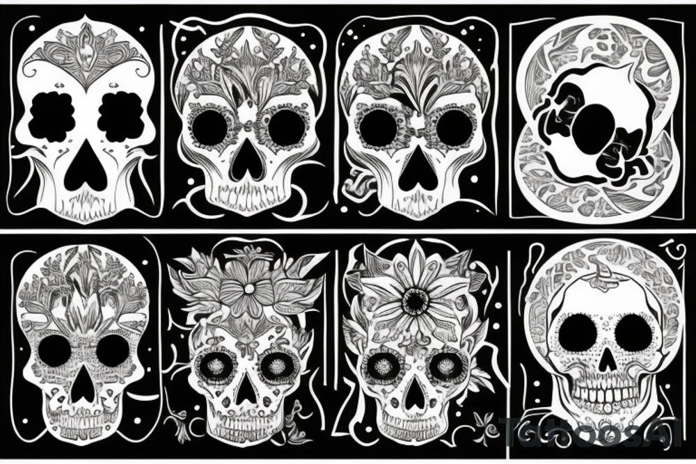Skull and two birds tattoo idea