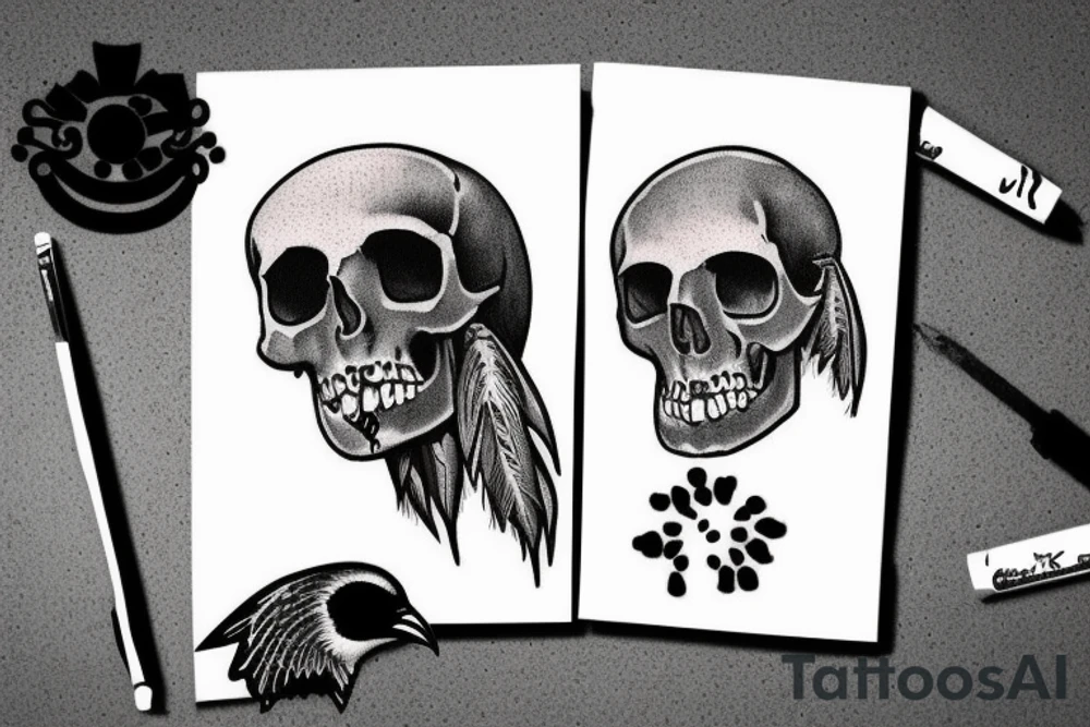 raven on the skull tattoo idea