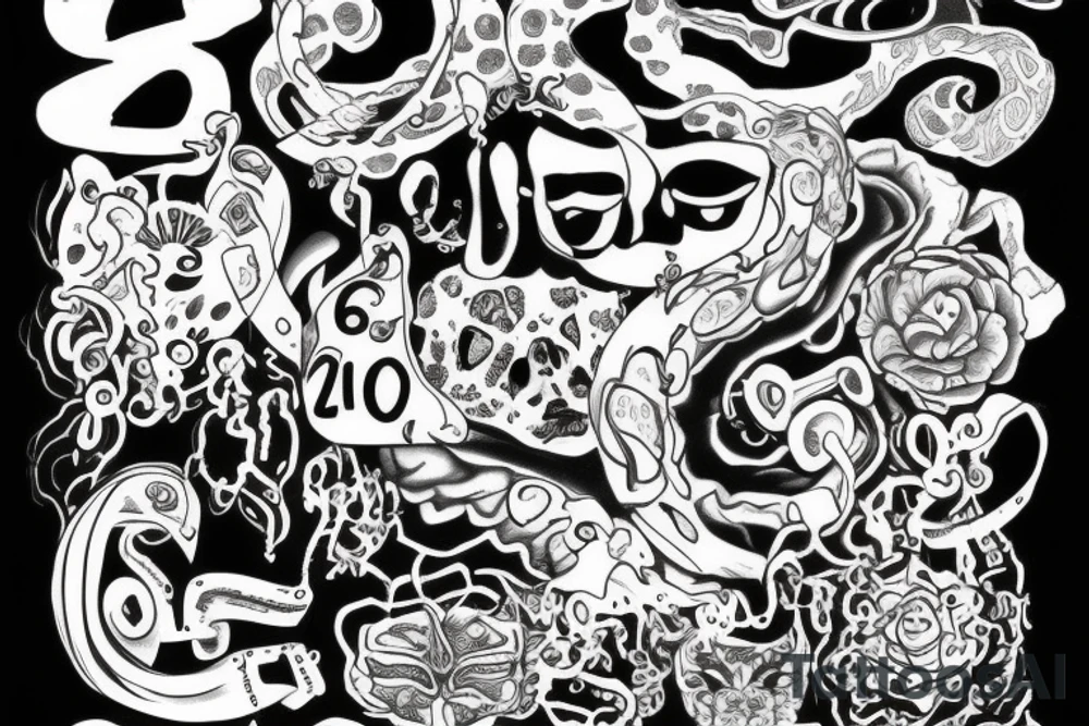 Number 13 with names Dax and Dez tattoo idea