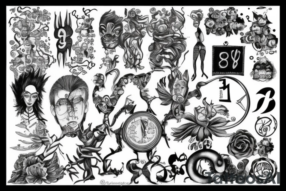 Number 13 with names Dax and Dez tattoo idea