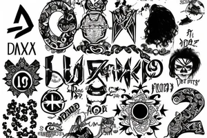 Number 13 with names Dax and Dez tattoo idea