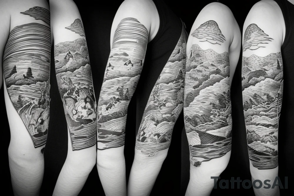 Three mountains with "friendship" written in Japanese below it tattoo idea