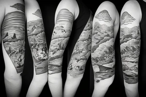 Three mountains with "friendship" written in Japanese below it tattoo idea