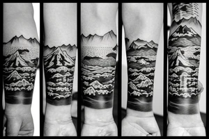 Three mountains with "friendship" written in Japanese below it tattoo idea