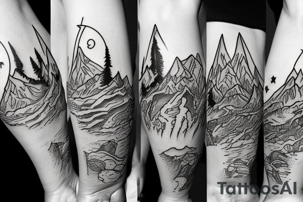 Three mountains with "friendship" written
below it tattoo idea Three mountains with "friendship" written
below it tattoo idea