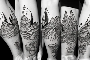 Three mountains with "friendship" written 
below it tattoo idea
