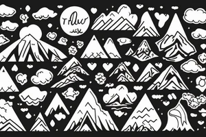 Three mountains with "friendship" written 
below it tattoo idea
