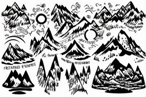 Three mountains with "friendship" written 
below it tattoo idea
