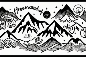 Three mountains with "friendship" written 
below it tattoo idea