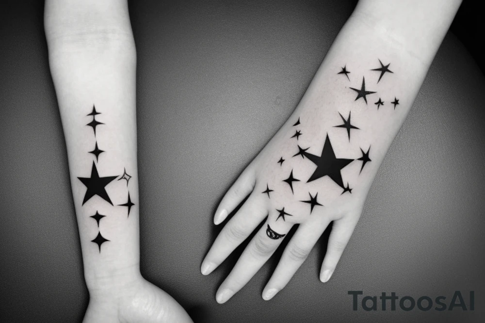 6 ring stars tattoo idea