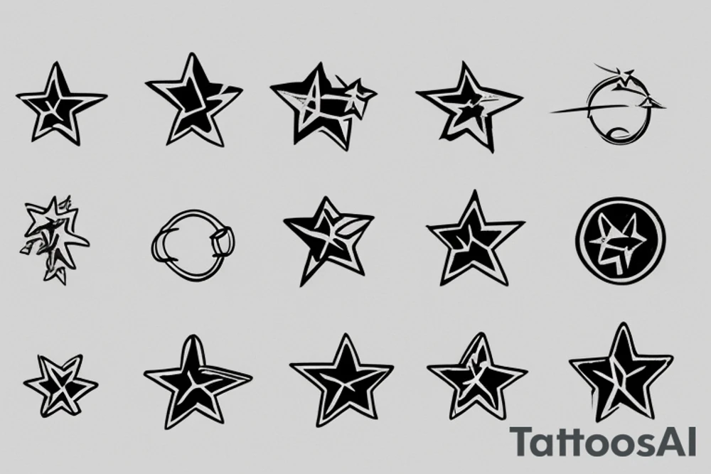 6 ring stars tattoo idea