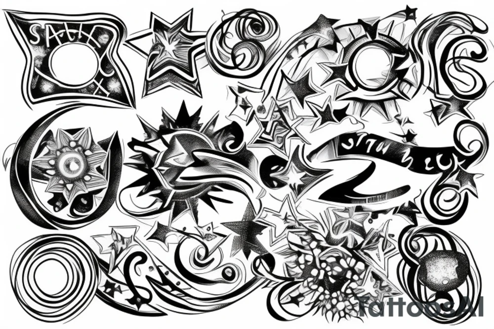 6 ring stars tattoo idea