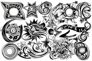 6 ring stars tattoo idea