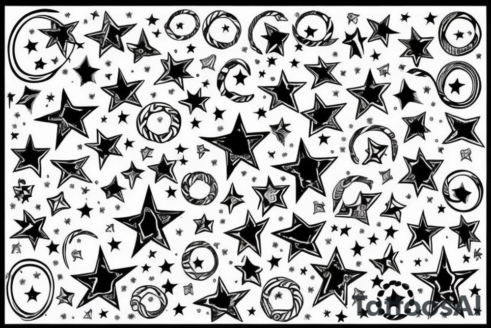 6 ring stars tattoo idea
