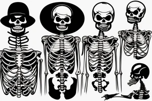 A dead skeleton with a cigarette in its mouth hanging out of a truck window wearing a military helmet tattoo idea