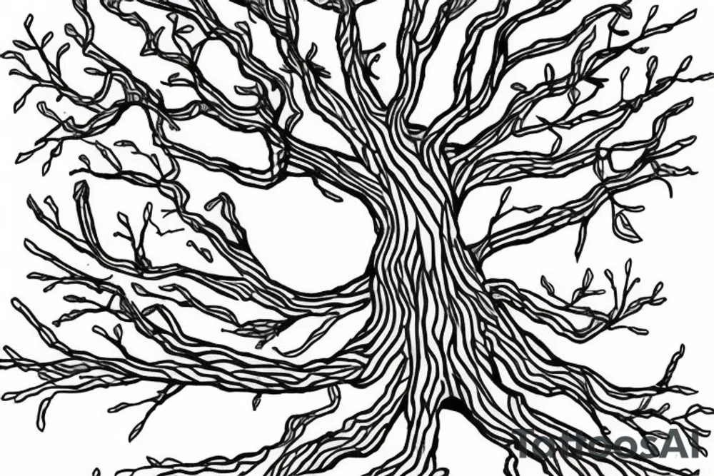 tree made out of circuit traces tattoo idea