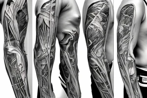 anatomical drawing of a full size skeleton, simple lines in black and white, extremely detailed tattoo idea