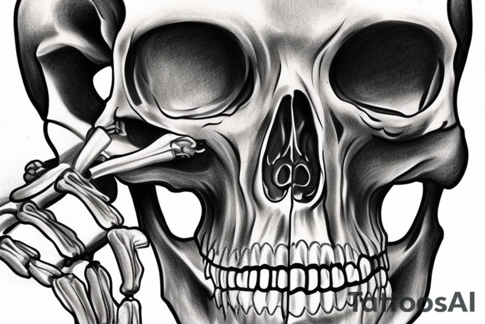 anatomical drawing of a full size skeleton, simple lines in black and white, extremely detailed tattoo idea