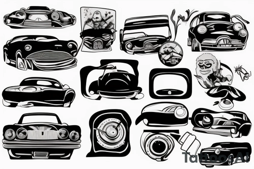 trippy guy driving a floating car tattoo idea trippy guy driving a floating car tattoo idea