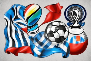 Argentina World Cup trophy soccer with flags tattoo idea