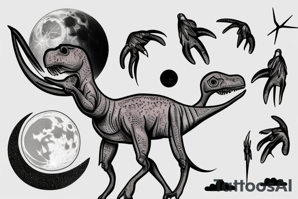 A tallneck dinosaur looking up at a full moon tattoo idea