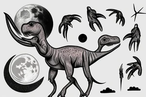 A tallneck dinosaur looking up at a full moon tattoo idea