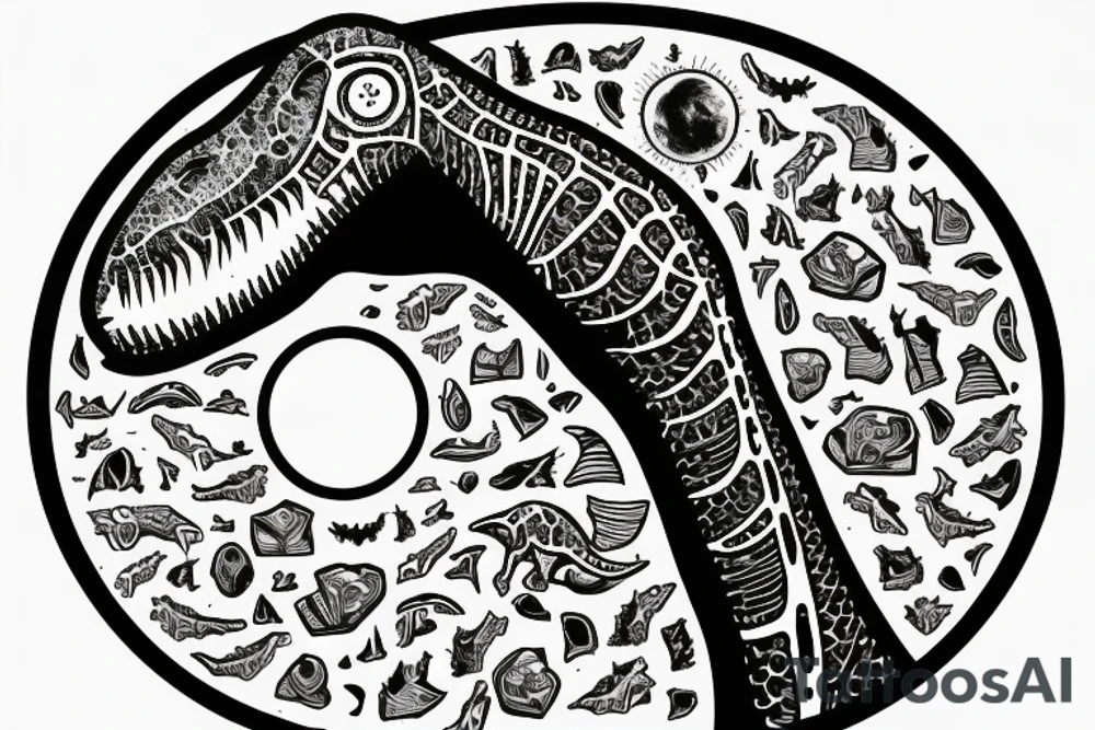 A long neck dinosaur brachiosaurus looking up at a full moon tattoo idea