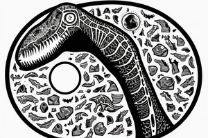 A long neck dinosaur brachiosaurus looking up at a full moon tattoo idea