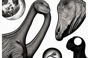 A long neck dinosaur brachiosaurus gazing at a full moon tattoo idea