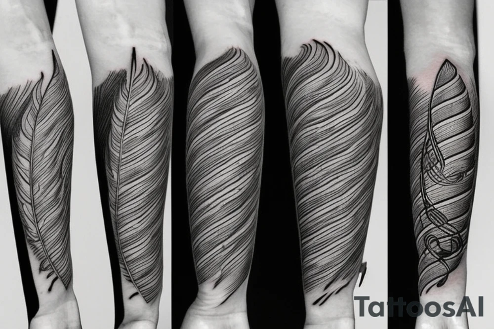 Feather with musical notes tattoo idea