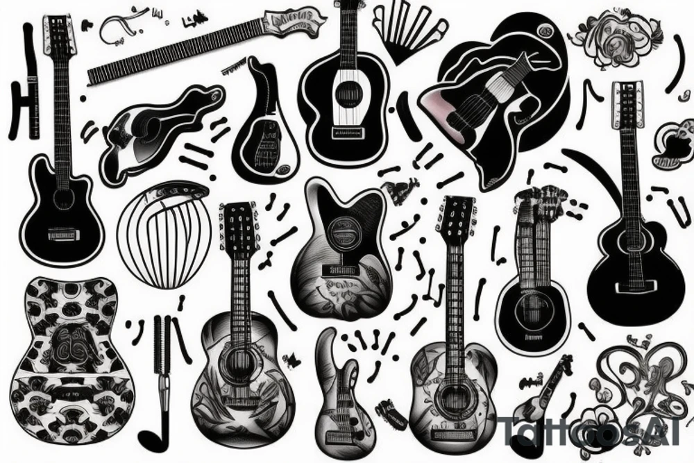 Cooking and guitar and music tattoo idea