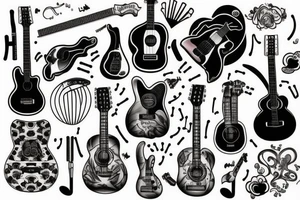 Cooking and guitar and music tattoo idea