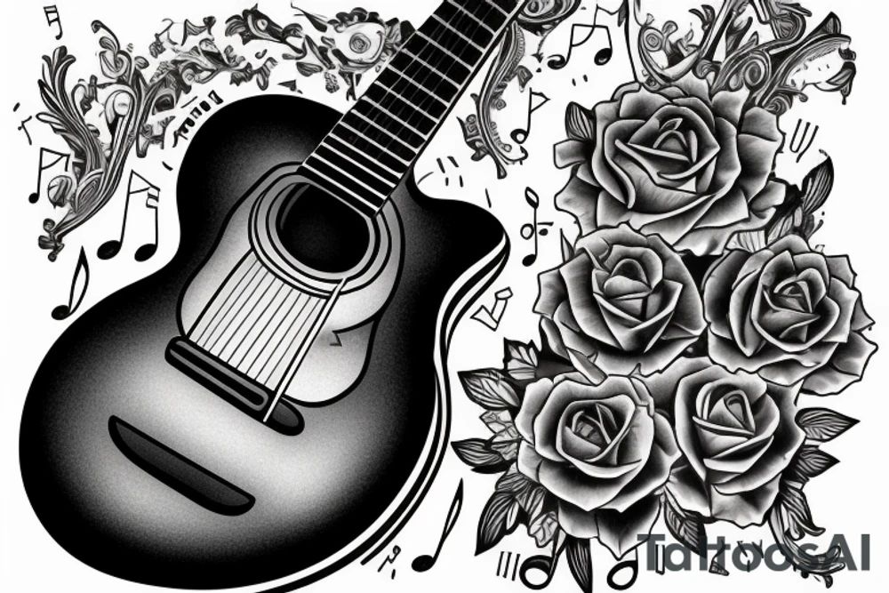 Cooking and guitar and music tattoo idea