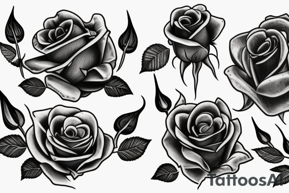 roses and fire tattoo idea