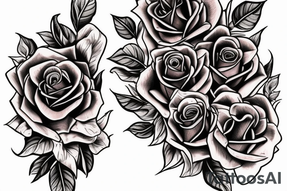 roses on fire tattoo idea