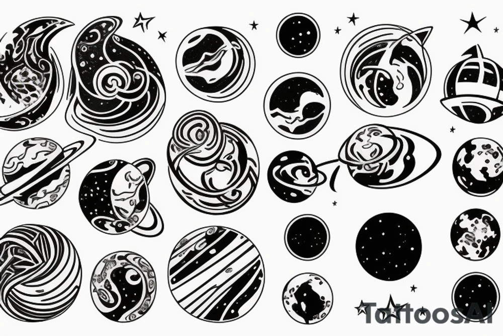 Cosmic Geometric Space Planets tattoo idea