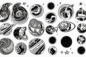 Cosmic Geometric Space Planets tattoo idea