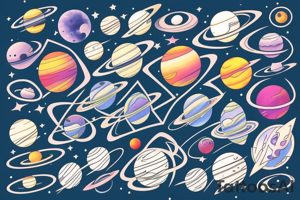 Cosmic Geometric Space Planets tattoo idea