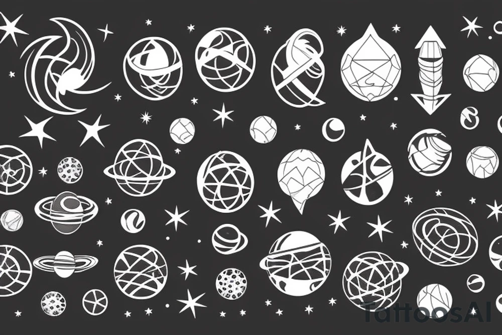 Cosmic Geometric Space Planets tattoo idea