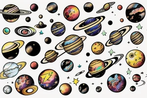 Cosmic Geometric Space Planets tattoo idea