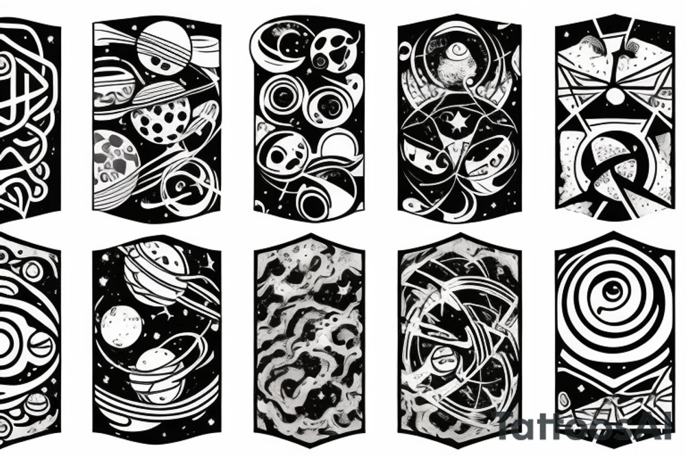Cosmic Geometric Space Planets tattoo idea
