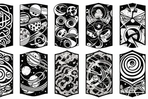 Cosmic Geometric Space Planets tattoo idea