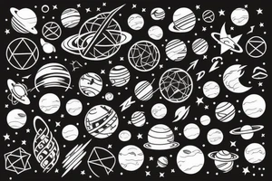 Cosmic Geometric Space Planets tattoo idea