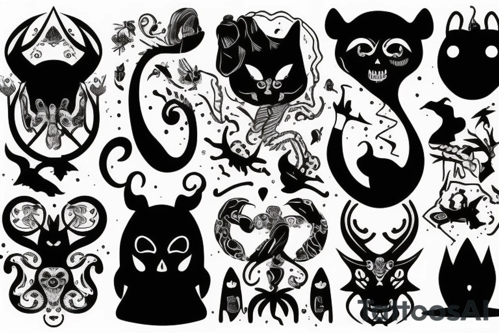 Curvy animal. Dark and spooky tattoo idea